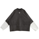 LUXENBURG / LS CASTLE TEE - LAYERED WAFFLE AGED BLACK