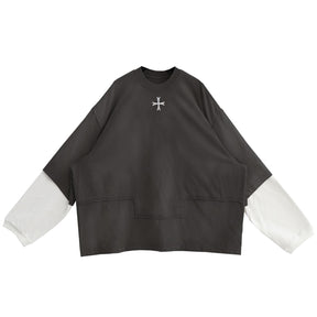 LUXENBURG / LS CASTLE TEE - LAYERED WAFFLE AGED BLACK