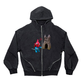 LUXENBURG / FRIAR HOODIE ZIP - GOOBAB COAL