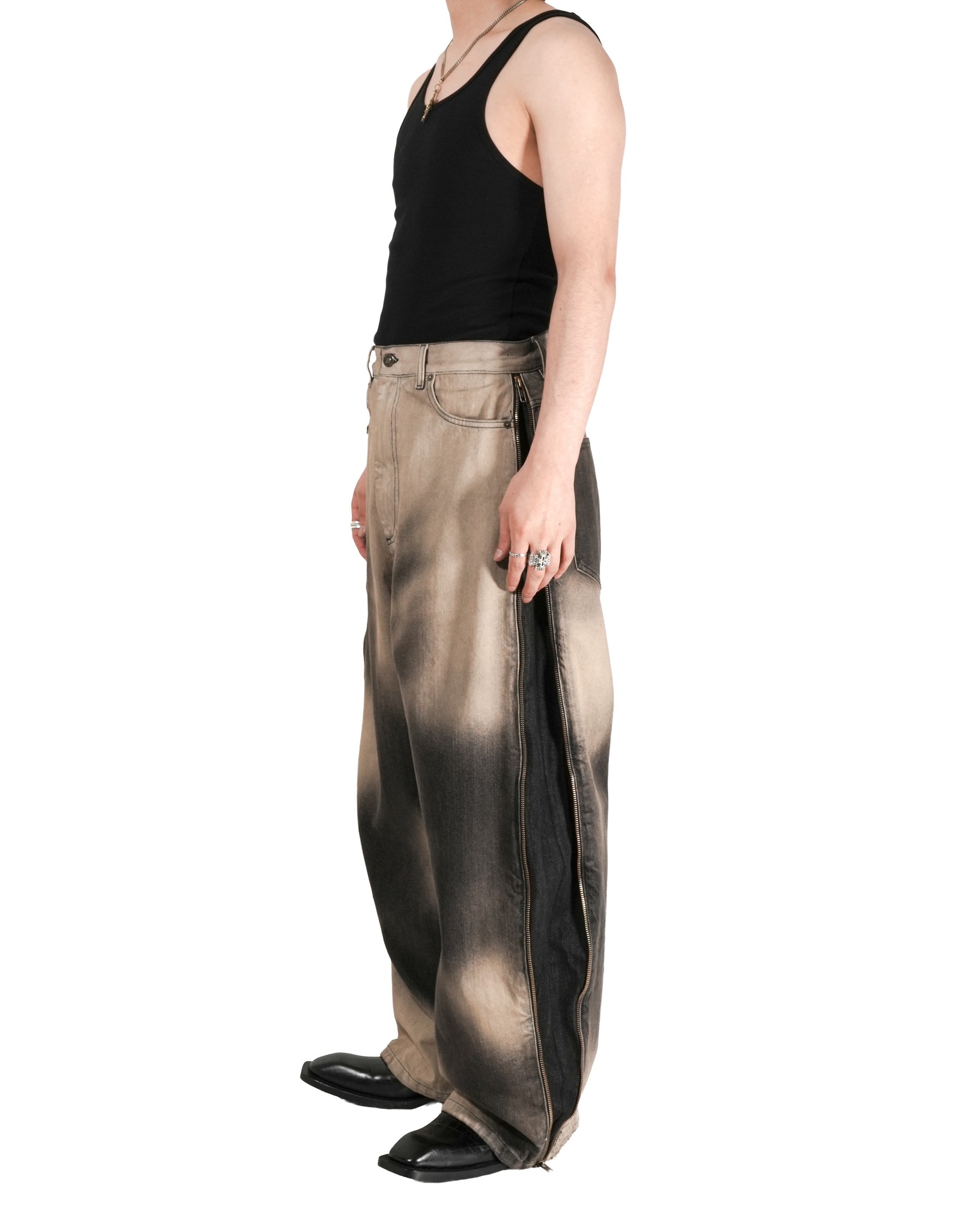 LU'U DAN / SIDE ZIP JEANS DEEP STAIN 6