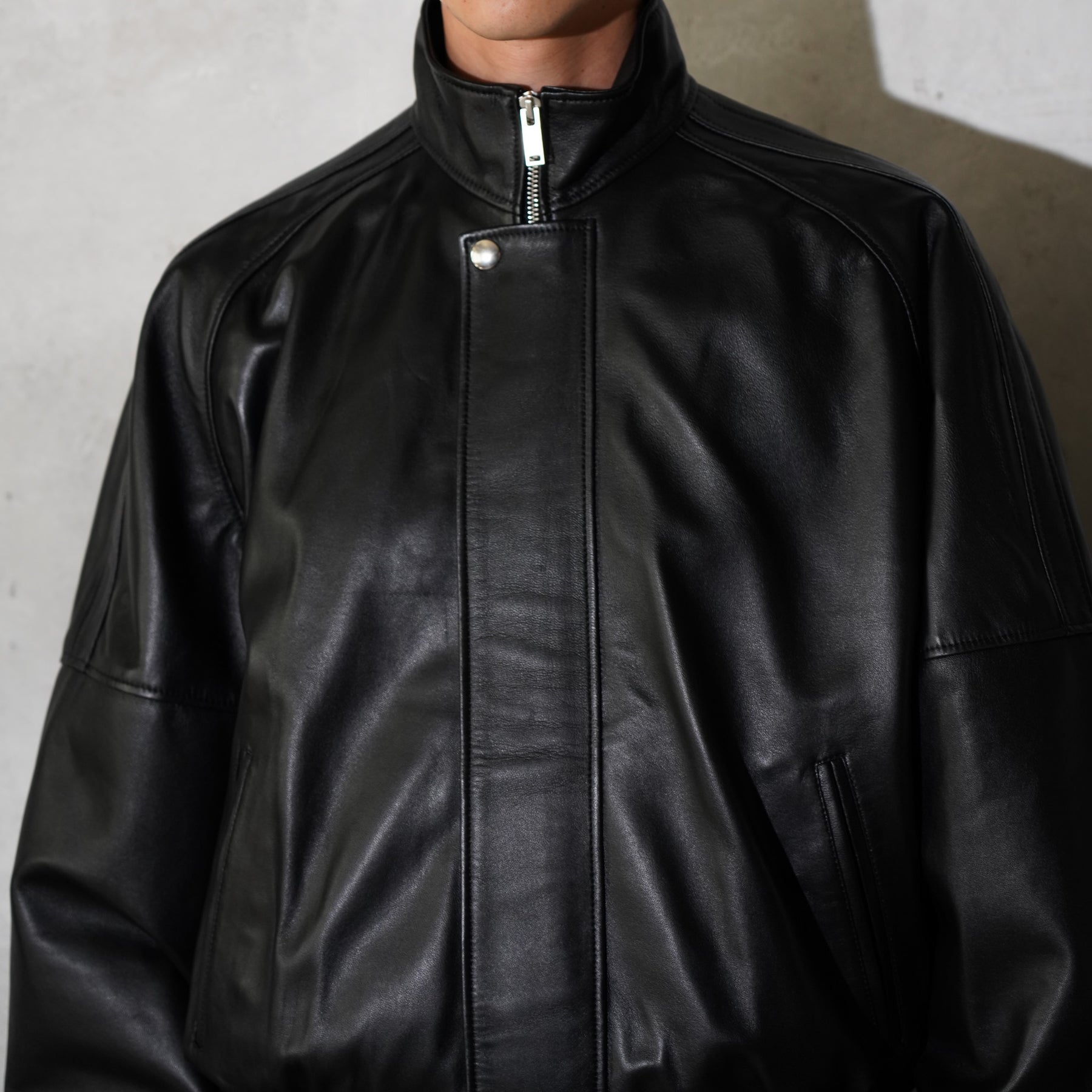 <span style="color: #f50b0b;">Last One</span> LU'U DAN / BLOUSON LEATHER JACKET BLACK