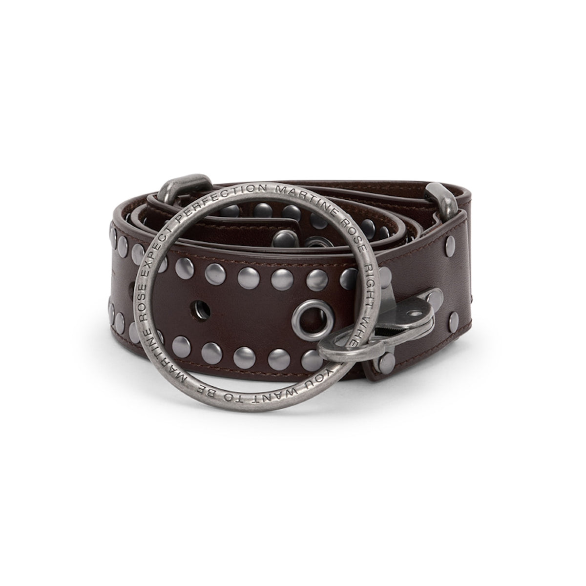 Martine Rose / STUDDED O RING BELT - WIDE BROWN
