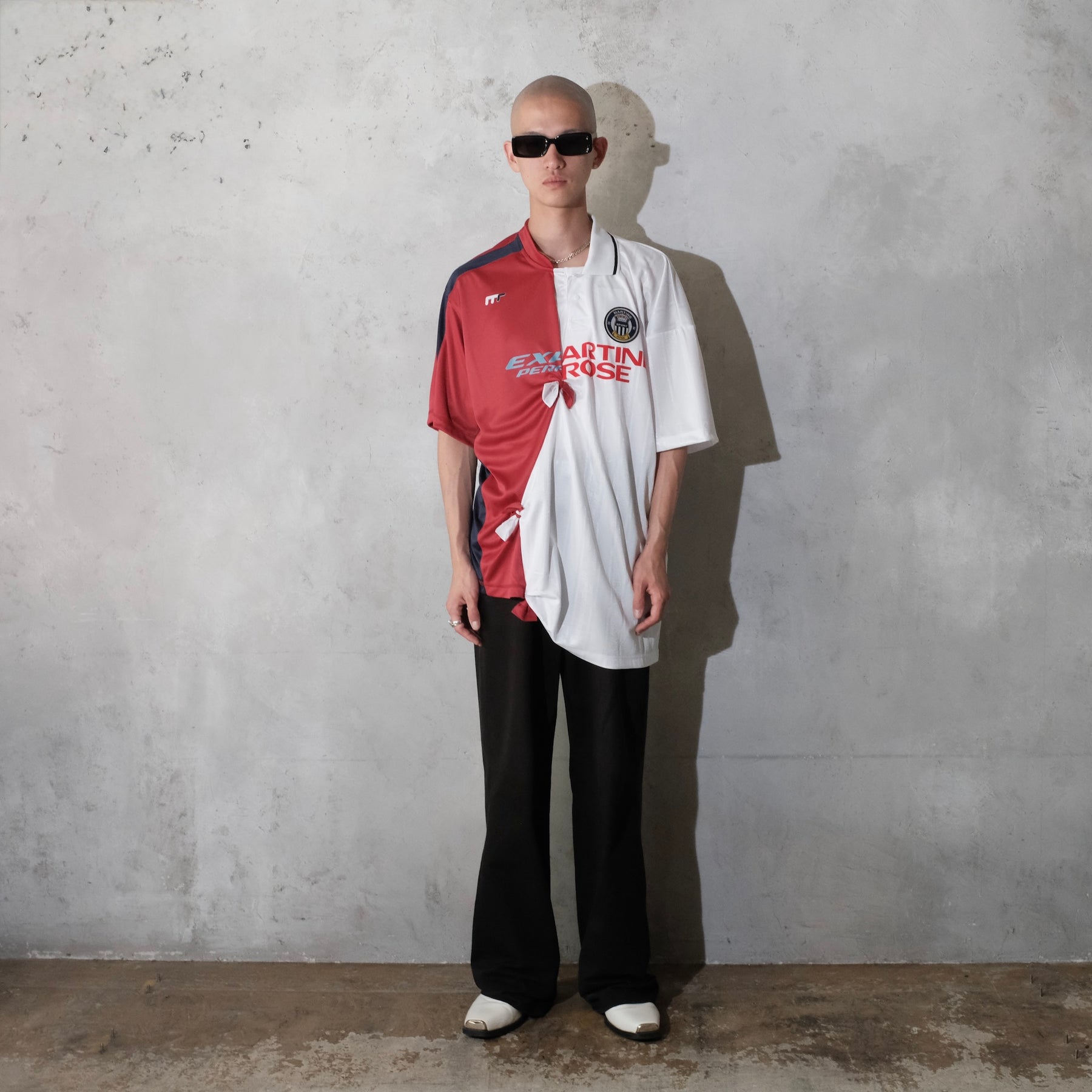 Martine Rose / COLLAGE FOOTBALL TOP WHITE BURGUNDY