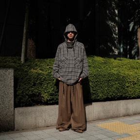 Martine Rose / HOODED SHIRT GREY CHECK