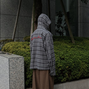Martine Rose / HOODED SHIRT GREY CHECK