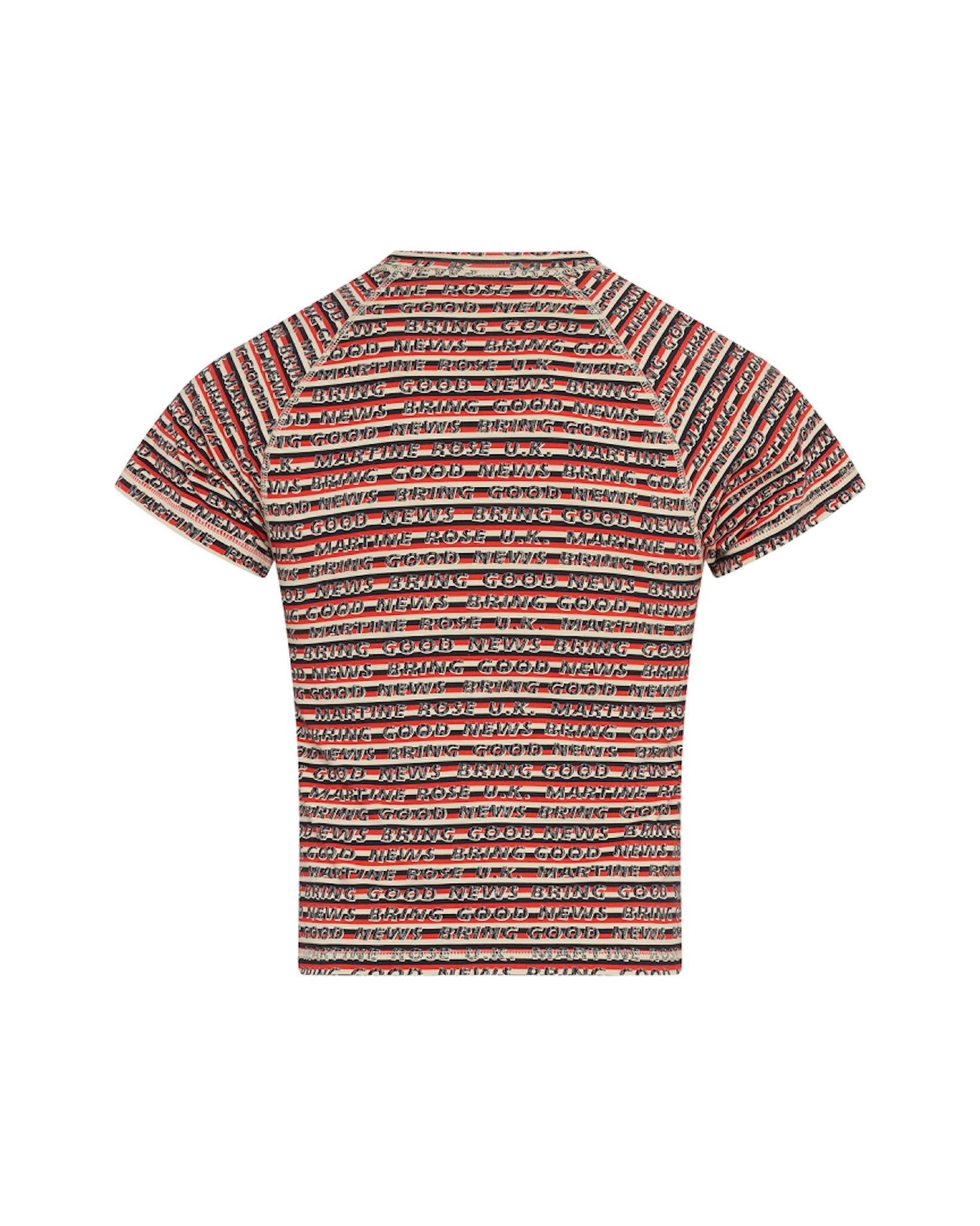 Last One Martine Rose / RAGLAN SHRUNKEN T-SHIRT RED GREY STRIPE