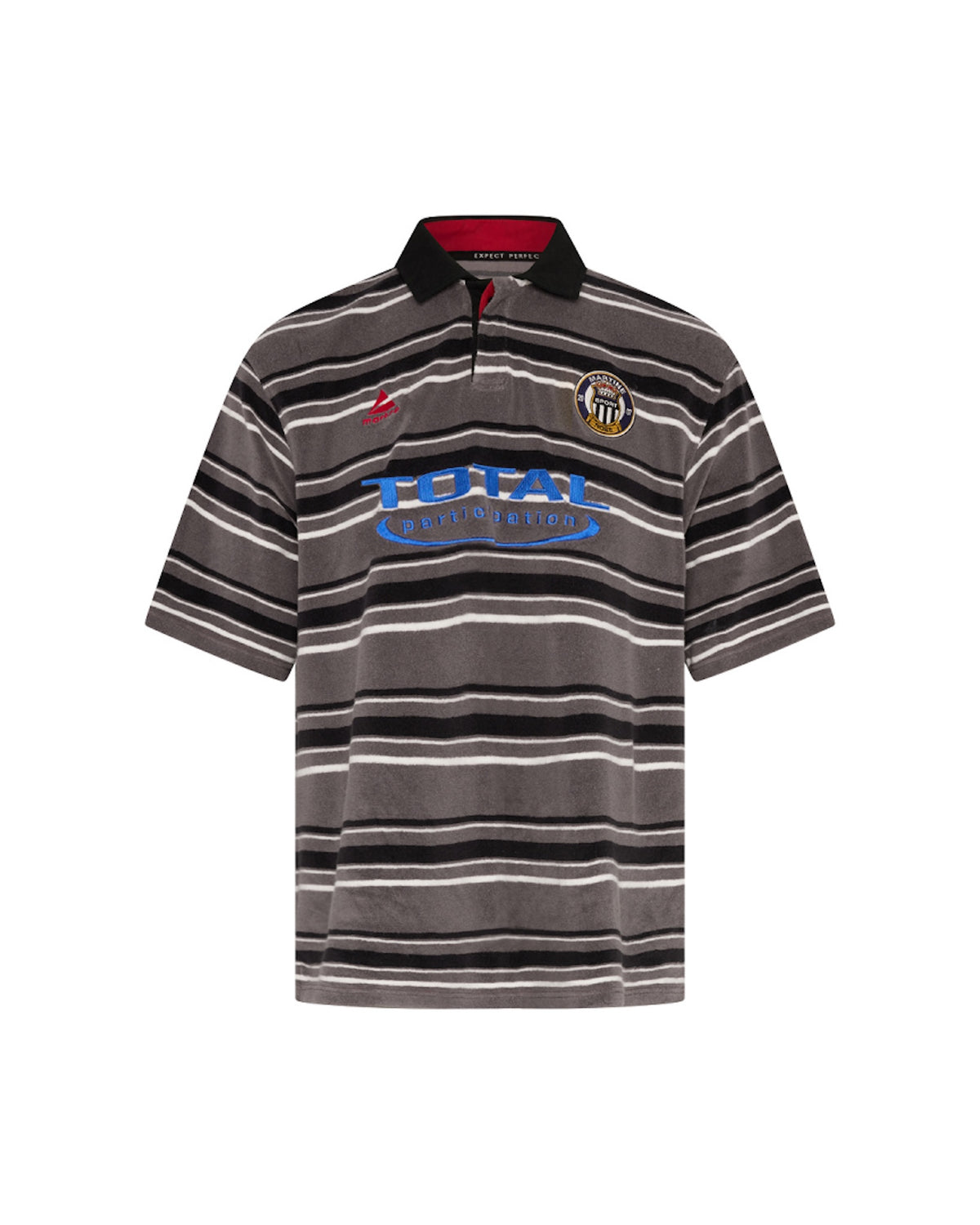 Martine Rose / OVERSIZED SS POLO GREY BLACK STRIPE