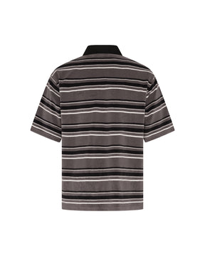 Martine Rose / OVERSIZED SS POLO GREY BLACK STRIPE