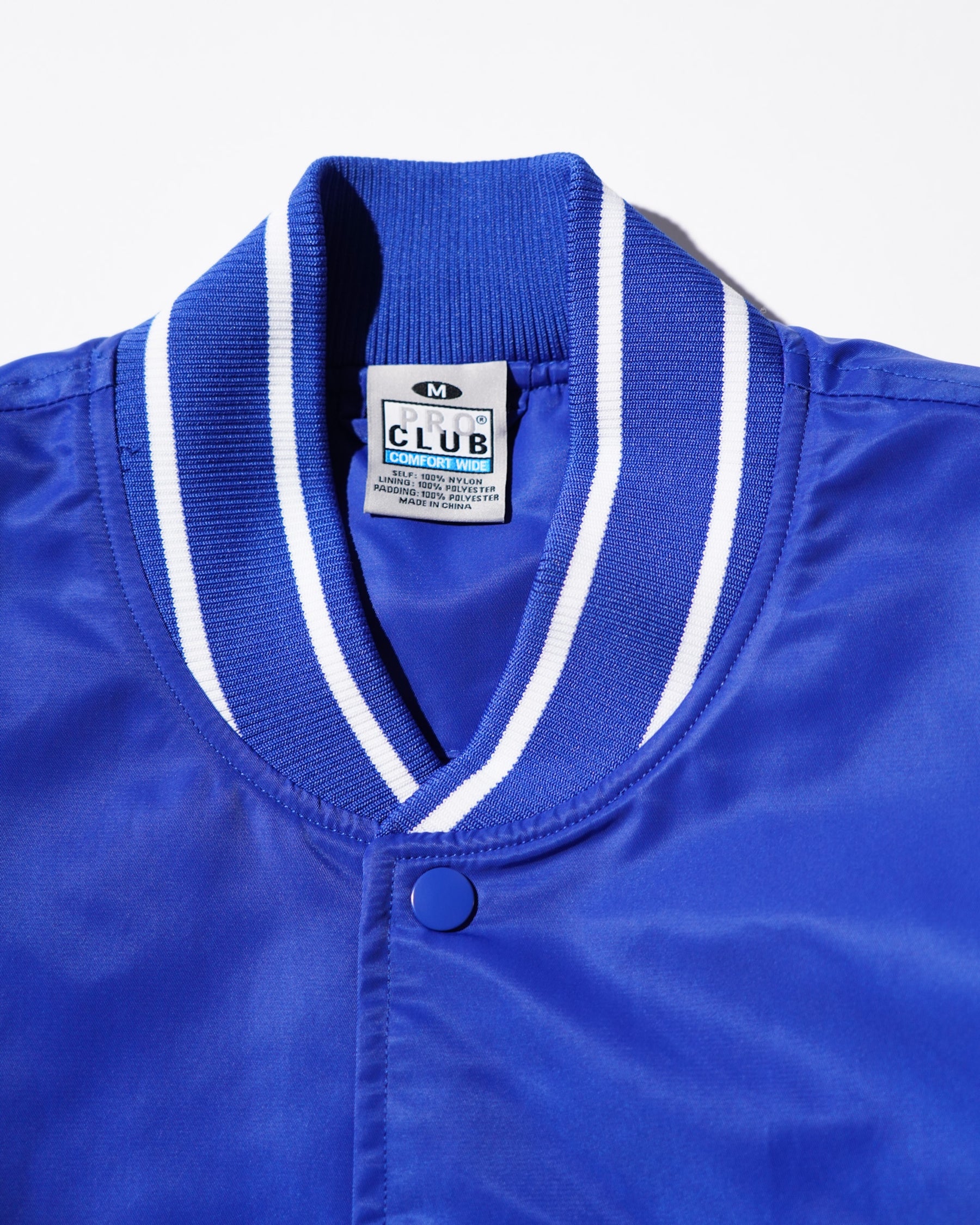 PRO CLUB / Heavyweight Satin Baseball Jacket BLUE 9