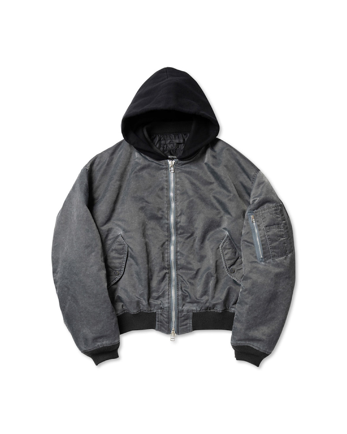 <span style="color: #ff2a00;">Last One</span> ROTOL / Acid Dye Hooded Bomber Blouson BLACK