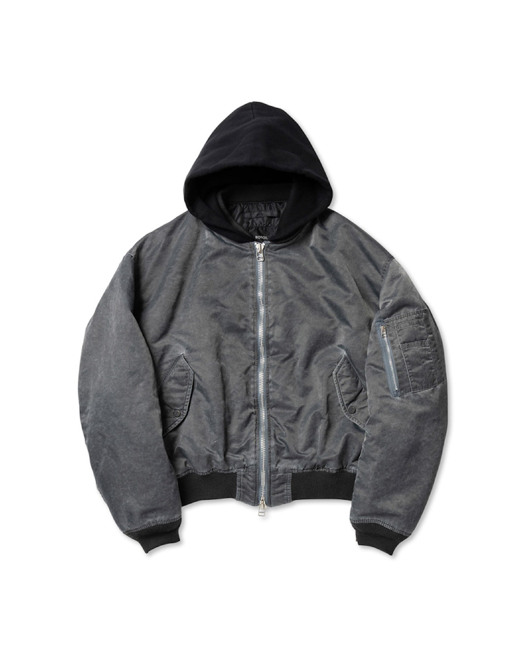 <span style="color: #ff2a00;">Last One</span> ROTOL / Acid Dye Hooded Bomber Blouson BLACK