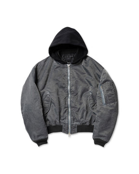 <span style="color: #ff2a00;">Last One</span> ROTOL / Acid Dye Hooded Bomber Blouson BLACK