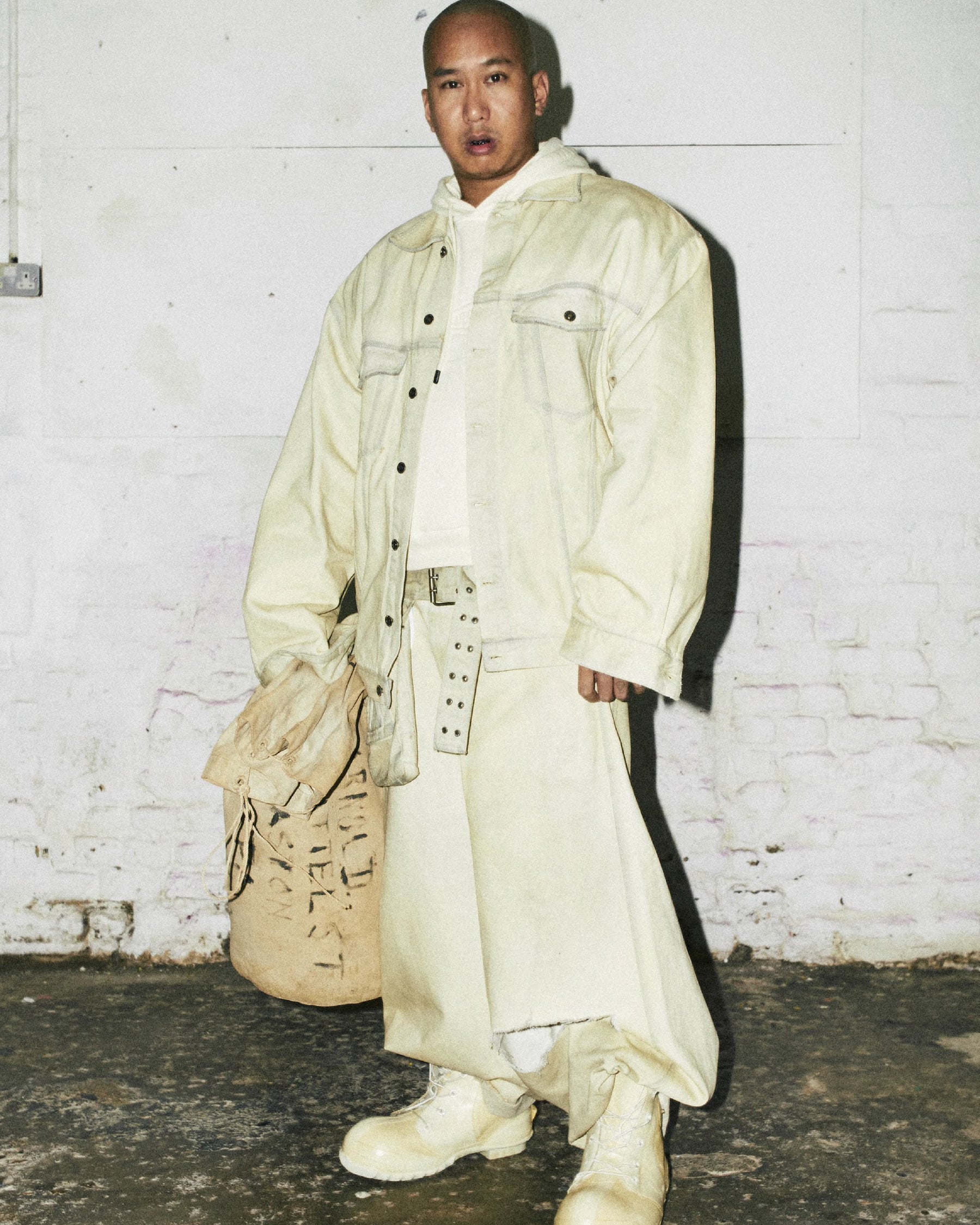 <span style="color: #f50b0b;">Last One</span> LU'U DAN / DRIFTER JACKET WHITEWASHED