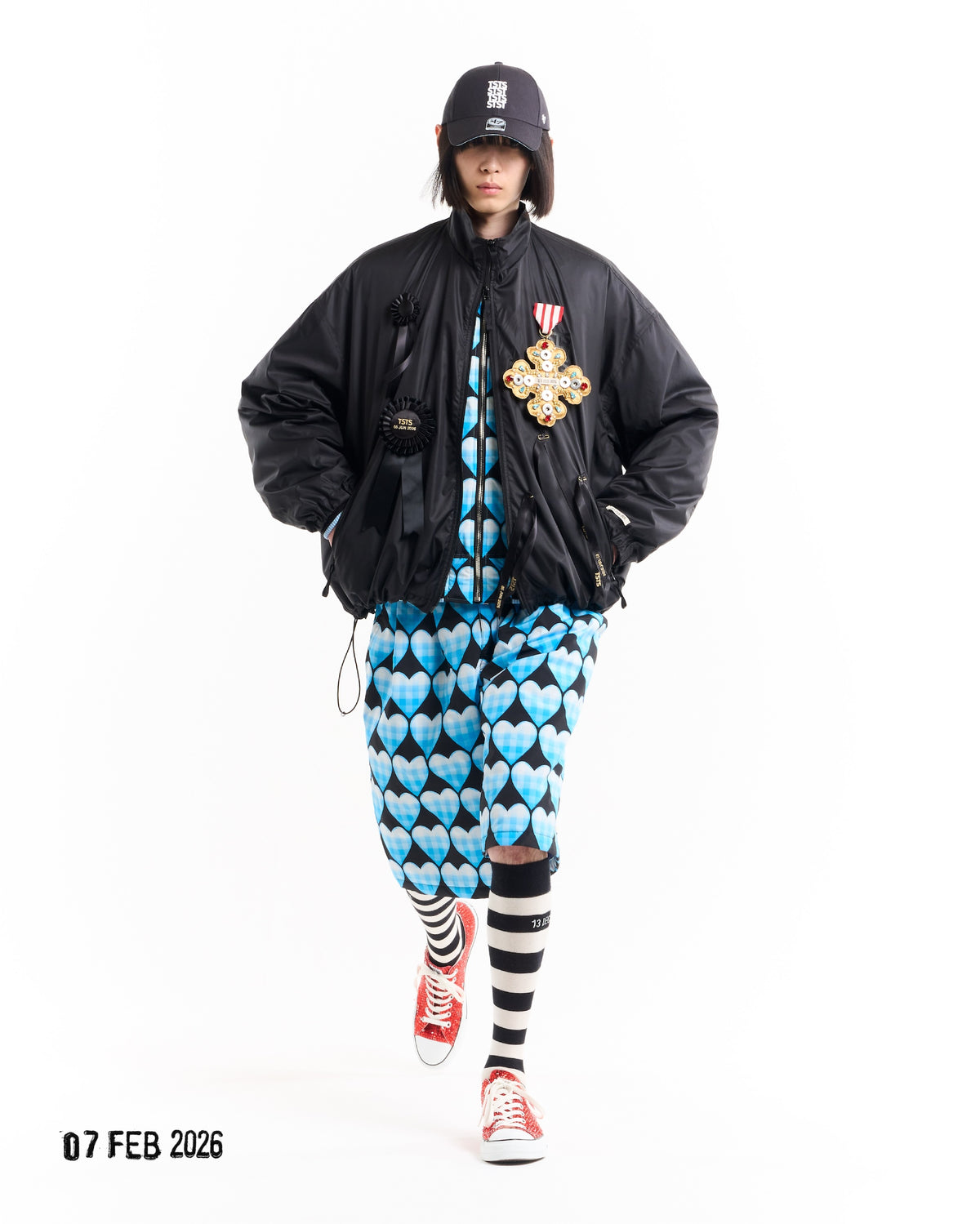 TSTS / QUILTED LINING BOMBER JACKET SAXE BLUE GINGHAM HEART
