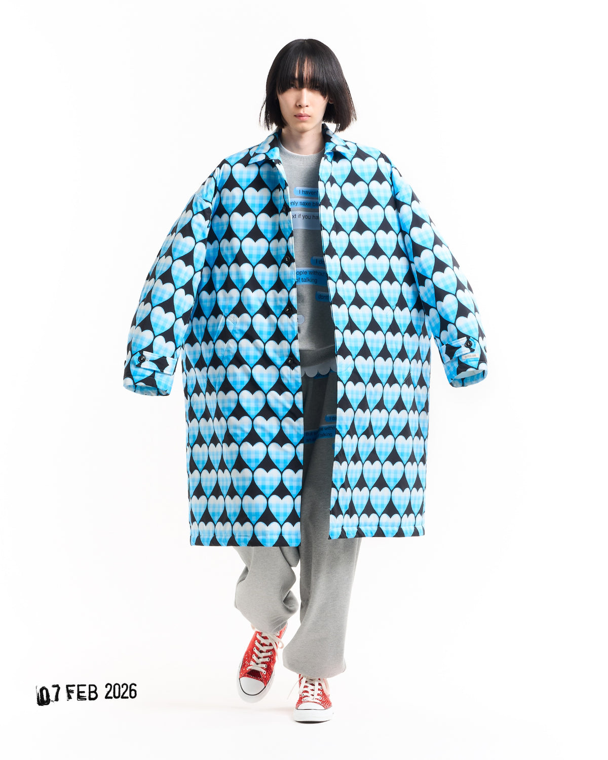 <span style="color: #f50b0b;">Last One</span> TSTS / QUILTED LINING BALMACAAN COAT SAXE BLUE GINGHAM HEART