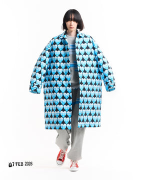 <span style="color: #f50b0b;">Last One</span> TSTS / QUILTED LINING BALMACAAN COAT SAXE BLUE GINGHAM HEART