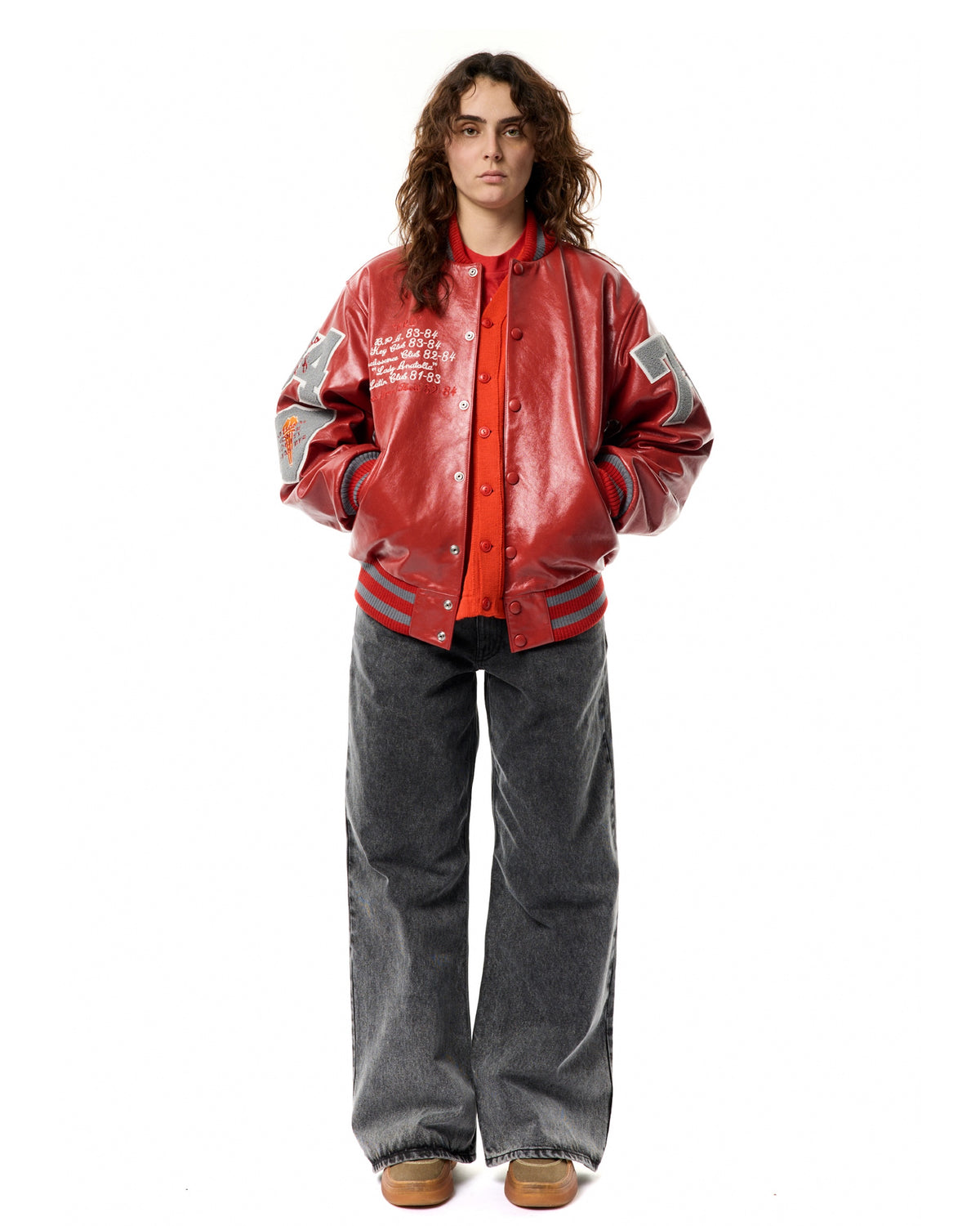 <span style="color: #f50b0b;">Last One</span> ERL / UNISEX LEATHER VARSITY JACKET LEATHER RED