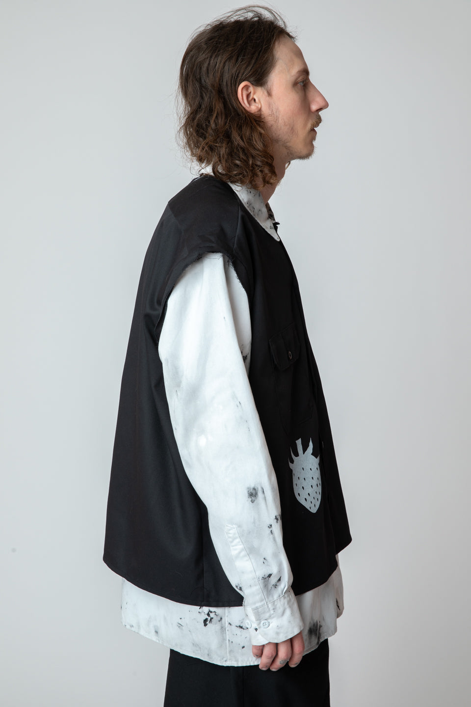 <span style="color: #ff2a00;">Last One</span> WESTFALL / WHATEVERWORKS DOUBLE BUTTON SHIRT LS BLACK DIRTY WHITE