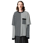 <span style="color: #ff2a00;">Last One</span> WESTFALL / PATCH STRIPE DOUBLE SHIRT LS BLACK WHITE