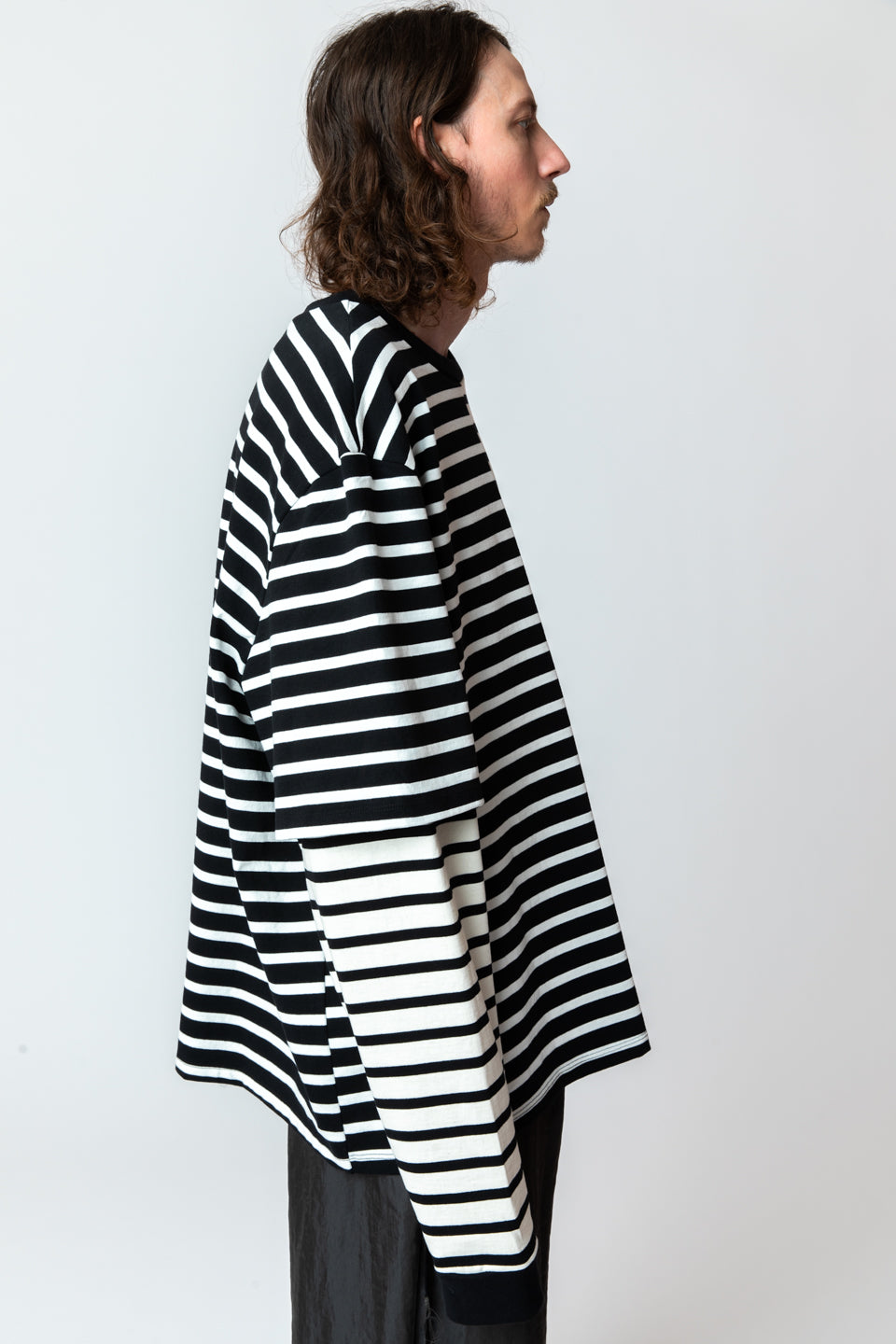 <span style="color: #ff2a00;">Last One</span> WESTFALL / PATCH STRIPE DOUBLE SHIRT LS BLACK WHITE