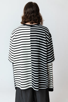 <span style="color: #ff2a00;">Last One</span> WESTFALL / PATCH STRIPE DOUBLE SHIRT LS BLACK WHITE