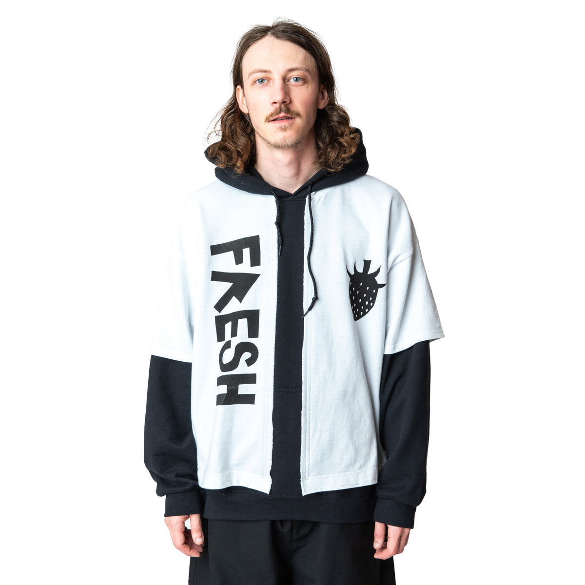 <span style="color: #ff2a00;">Last One</span> WESTFALL / WHATEVERWORKS DOUBLE HOODIE LS BLACK WHITE