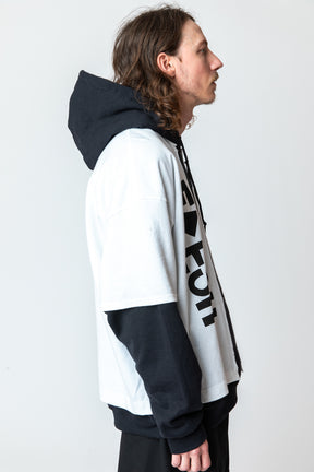<span style="color: #ff2a00;">Last One</span> WESTFALL / WHATEVERWORKS DOUBLE HOODIE LS BLACK WHITE