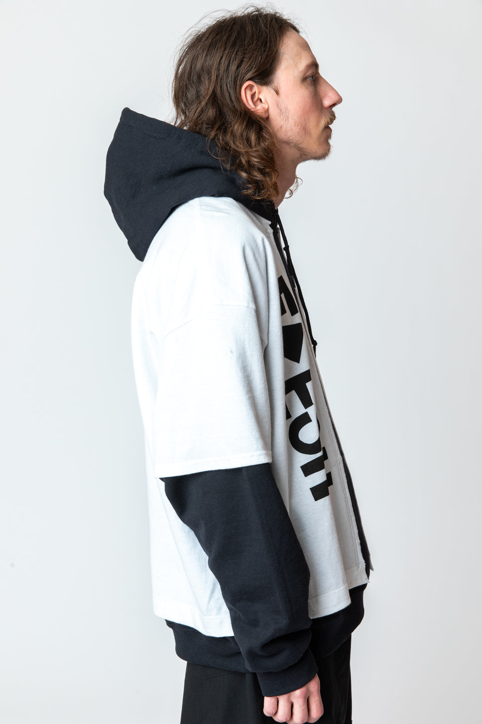 <span style="color: #ff2a00;">Last One</span> WESTFALL / WHATEVERWORKS DOUBLE HOODIE LS BLACK WHITE