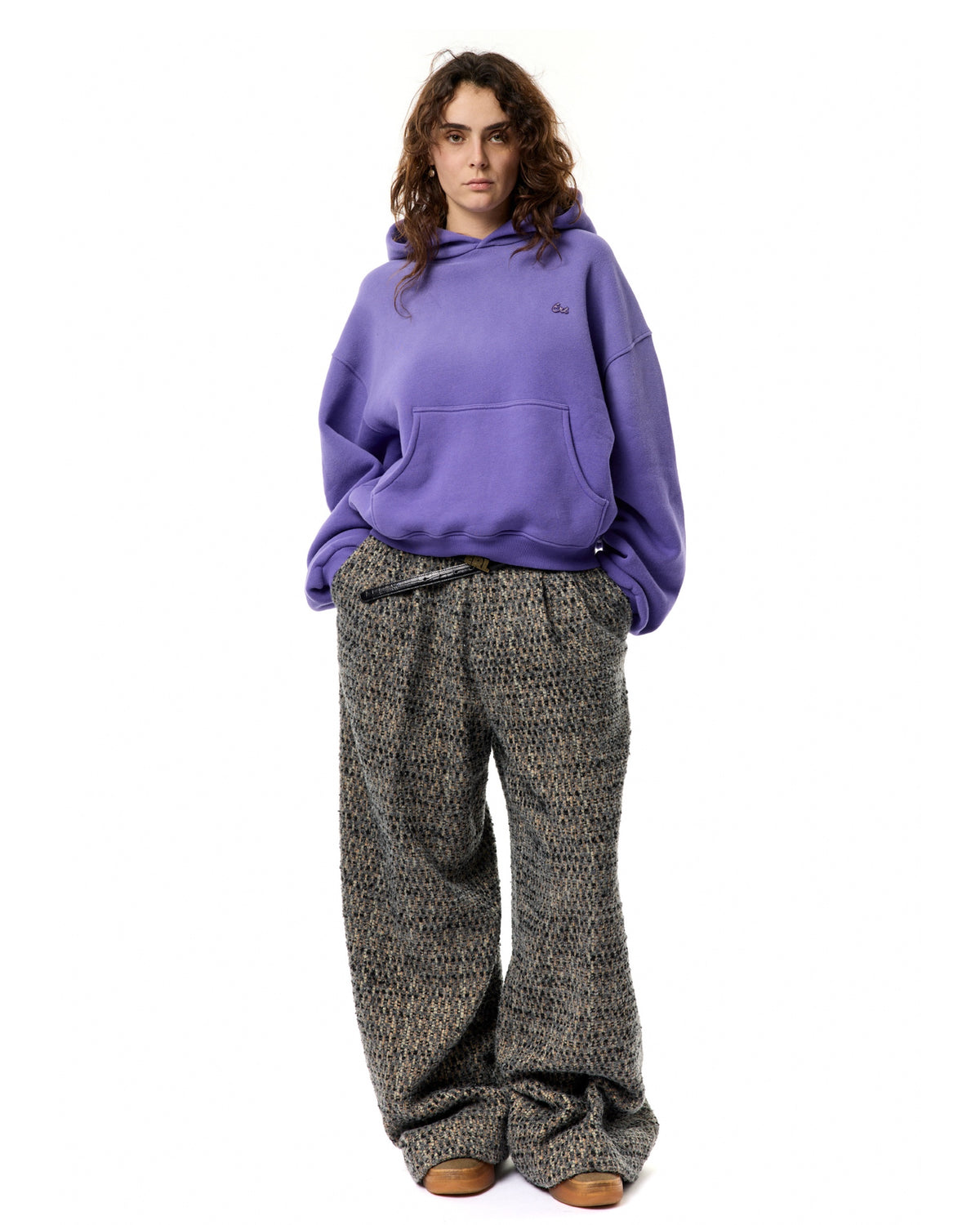 ERL / UNISEX ERL SCRIPT HOODIE KNIT PURPLE