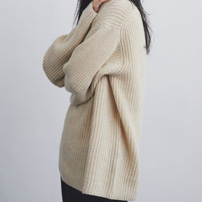 Calvin Klein / LS CREWNECK RIB SWEATER NATURAL