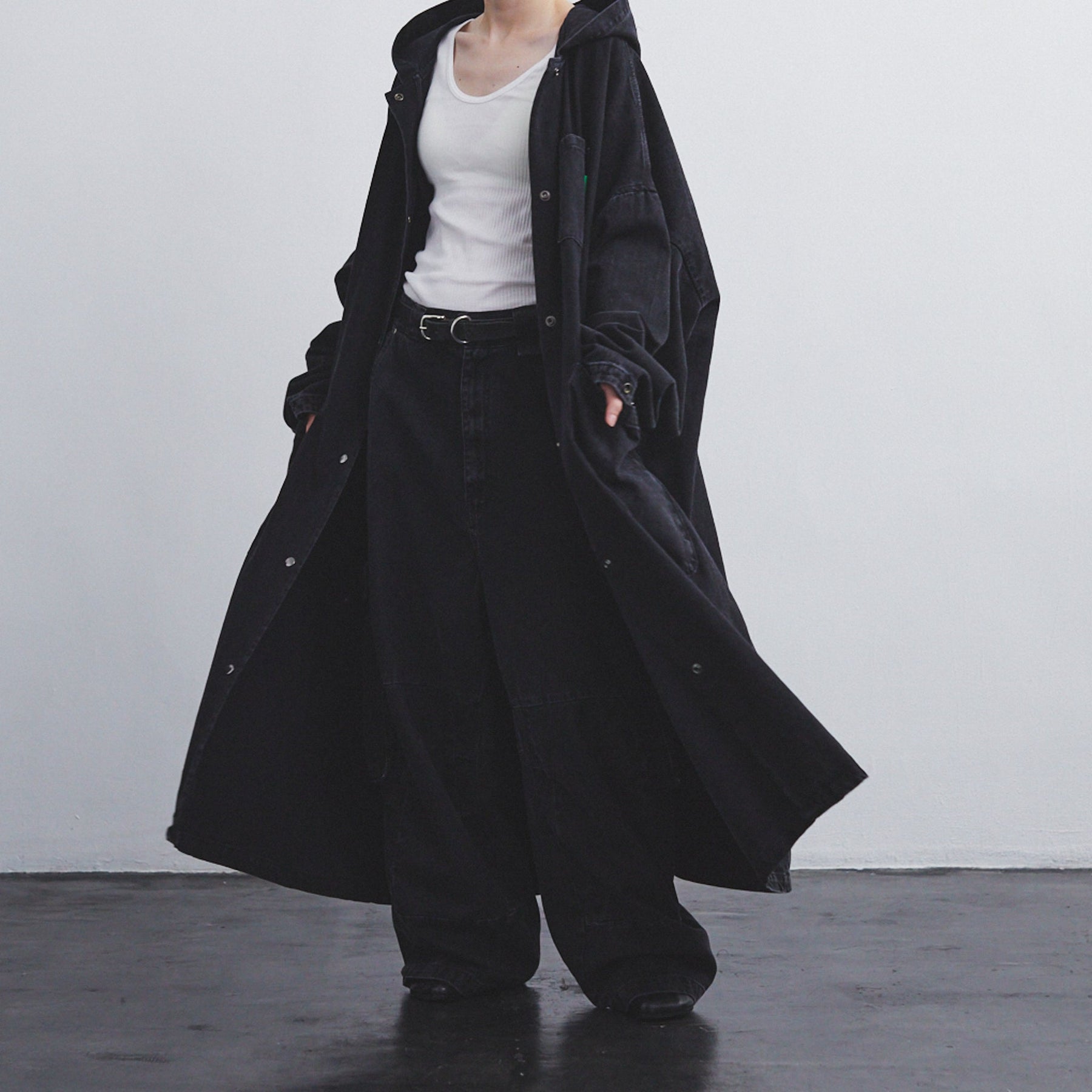 【CCTB Exclusive】WILLY CHAVARRIA / BIG DADDY HOODED COAT WASHED BLACK