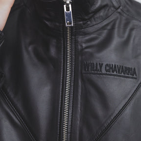 <span style="color: #f50b0b;">Last One</span> WILLY CHAVARRIA / TRACK JACKET BLACK LAMB LEATHER