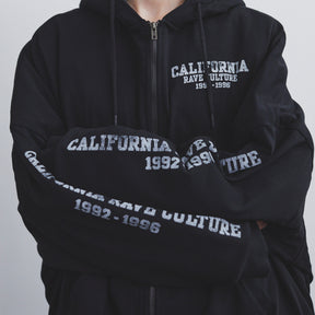 <span style="color: #f50b0b;">Last One</span> WILLY CHAVARRIA / QUILTED LINED RAVE CULTURE ZIP HOODIE SOLID BLACK