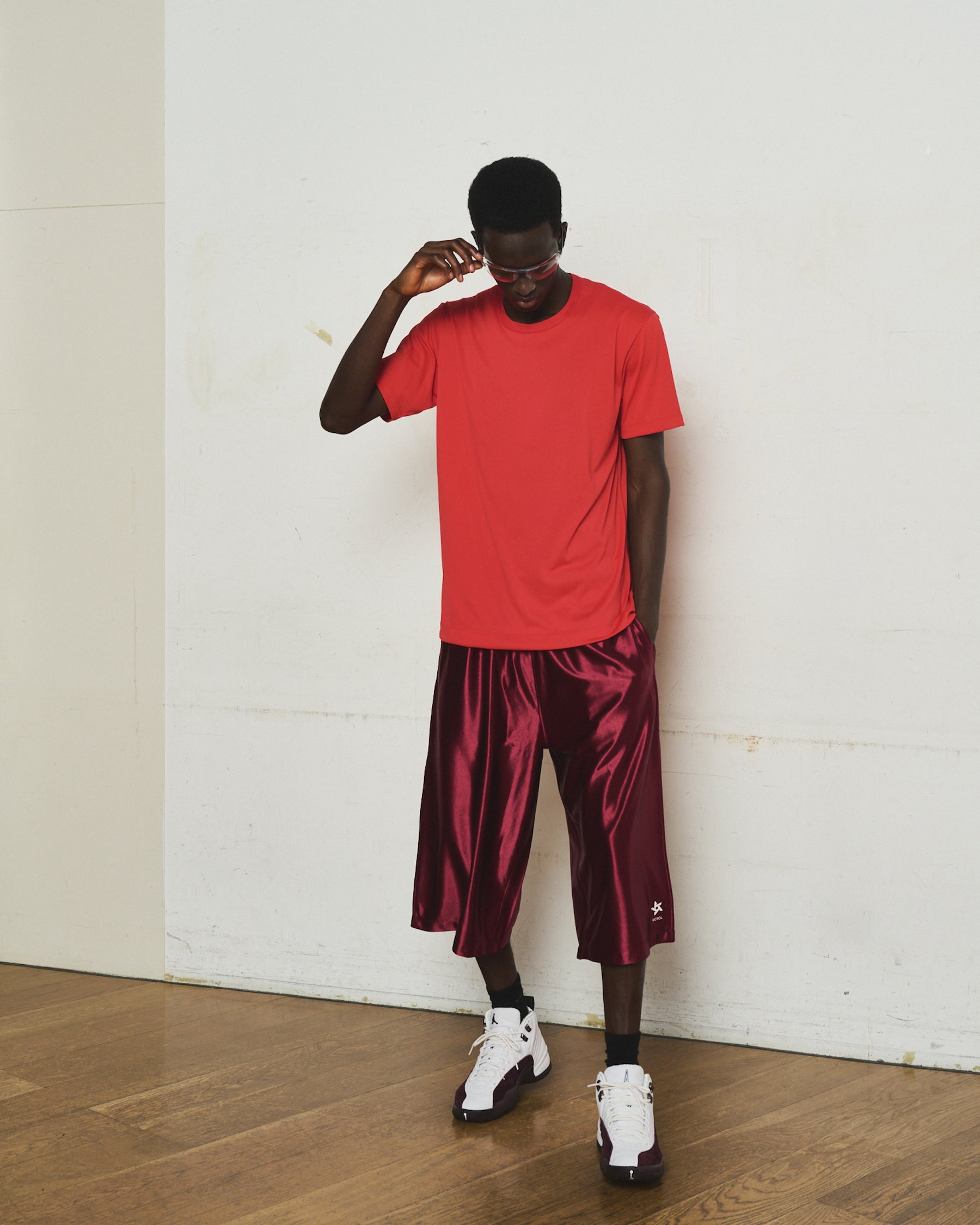ROTOL / Poly Satin Basketball Shorts WINE RED