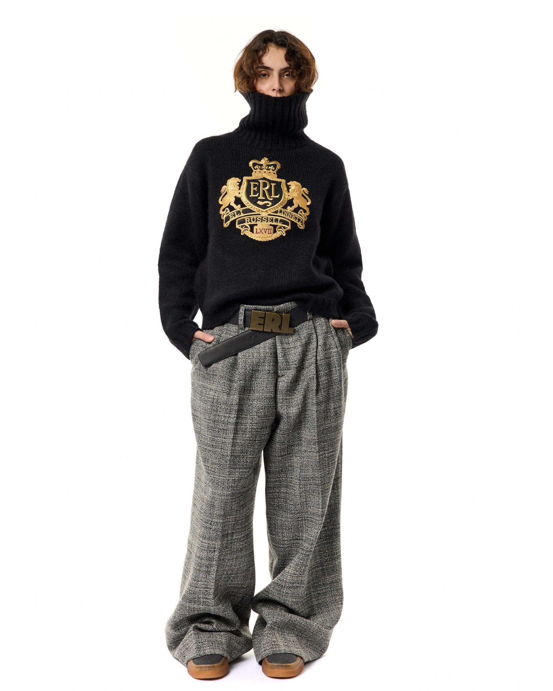 ERL / UNISEX CREST SWEATER KNIT BLACK