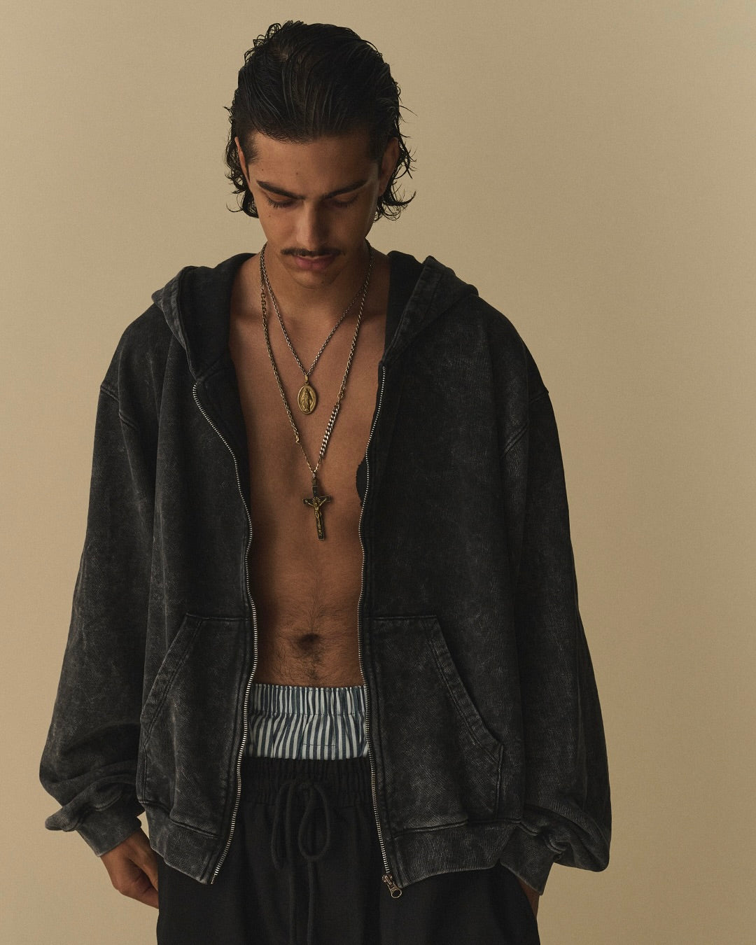 THE MAGUEY / SWEAT ZIP UP HOODIE BLACK