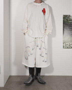 TEPPEI FURUYAMA / HANDPAINT LOOSE SHORTS WHITE
