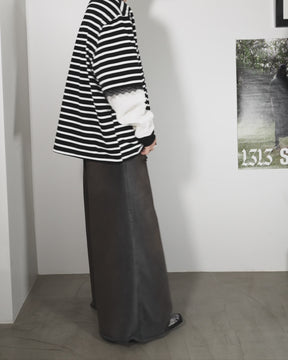 WESTFALL / STRIPED LACE DOUBLE SHIRT BLACK