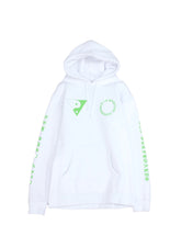 TOKEN / TOKEN SPIRITUAL EXPERIENCE HOODIE  TOKENよりらしいフーディーの入荷です。フロント、両袖にプリント。大きめのサイズ感です。プリントの良し悪しで選んで欲しいアイテム。真っ白なパーカーに緑のプリント。とても新鮮ですね。正面画像。