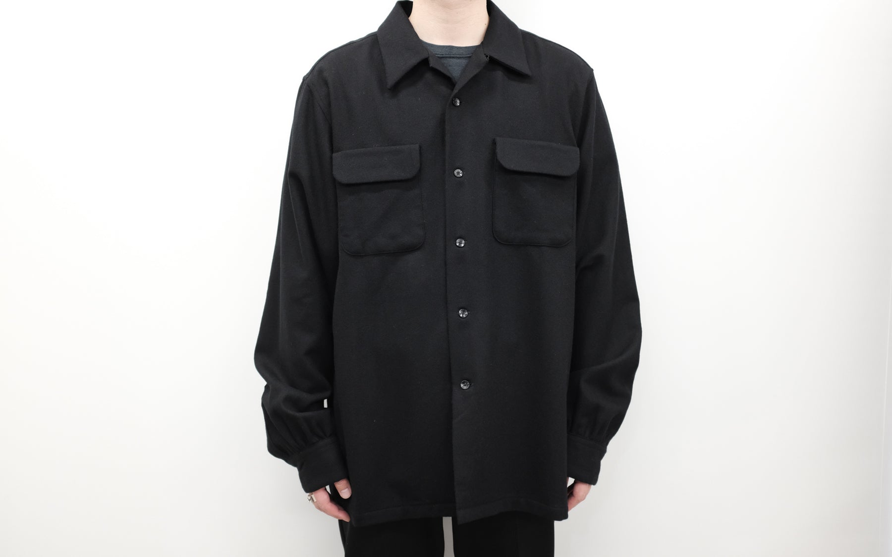 <span style="color: #ff2a00;">Last One</span> WILLY CHAVARRIA / MADERA WOOLEN SHIRT BLACK SHOW PIECE