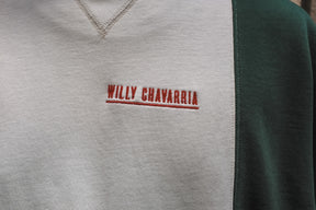 WILLY CHAVARRIA / HOOLIGAN BLOCK SWEATSHIRT Bright White & Forest